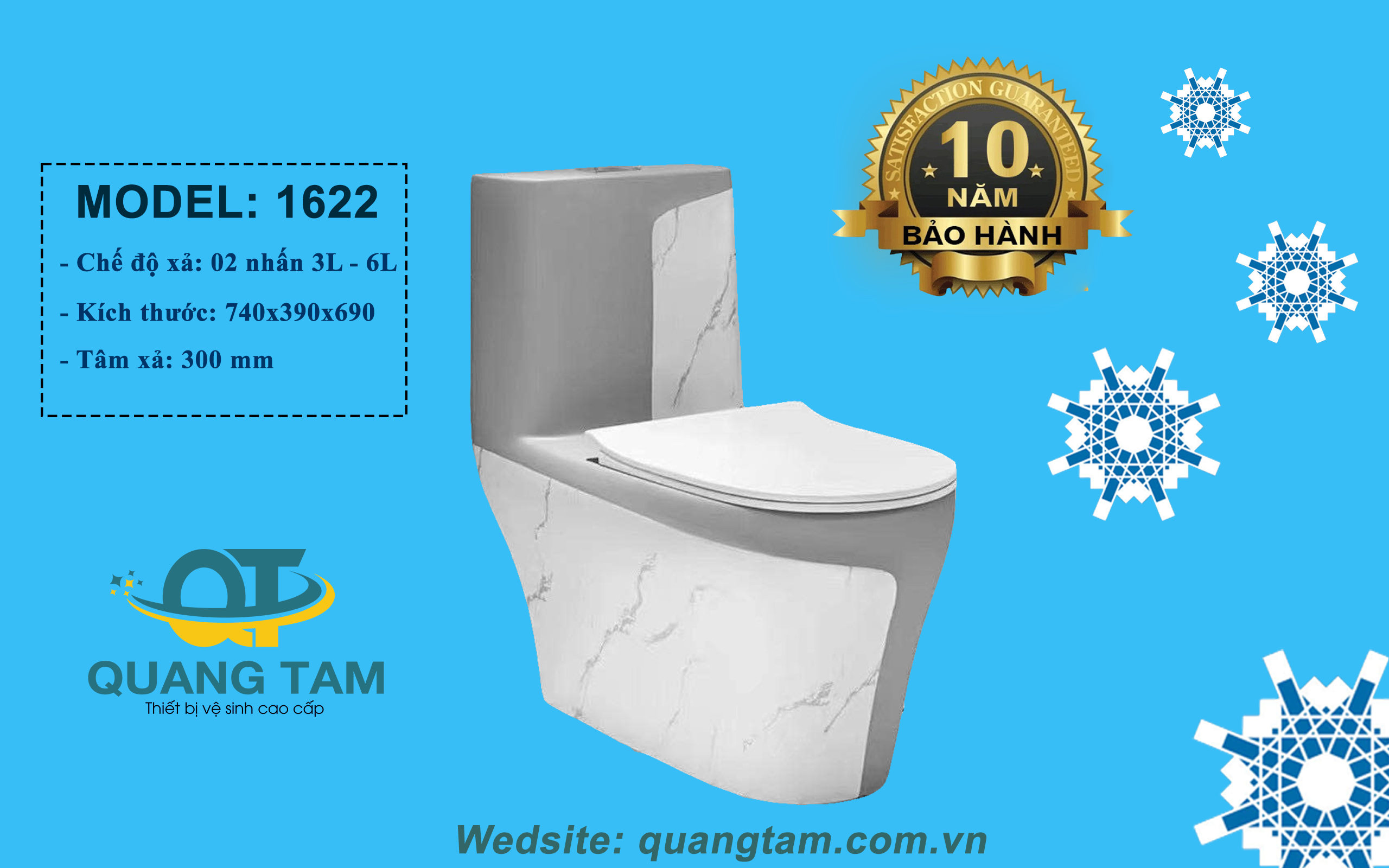 Bệt liền khối - Nắp êm 1622