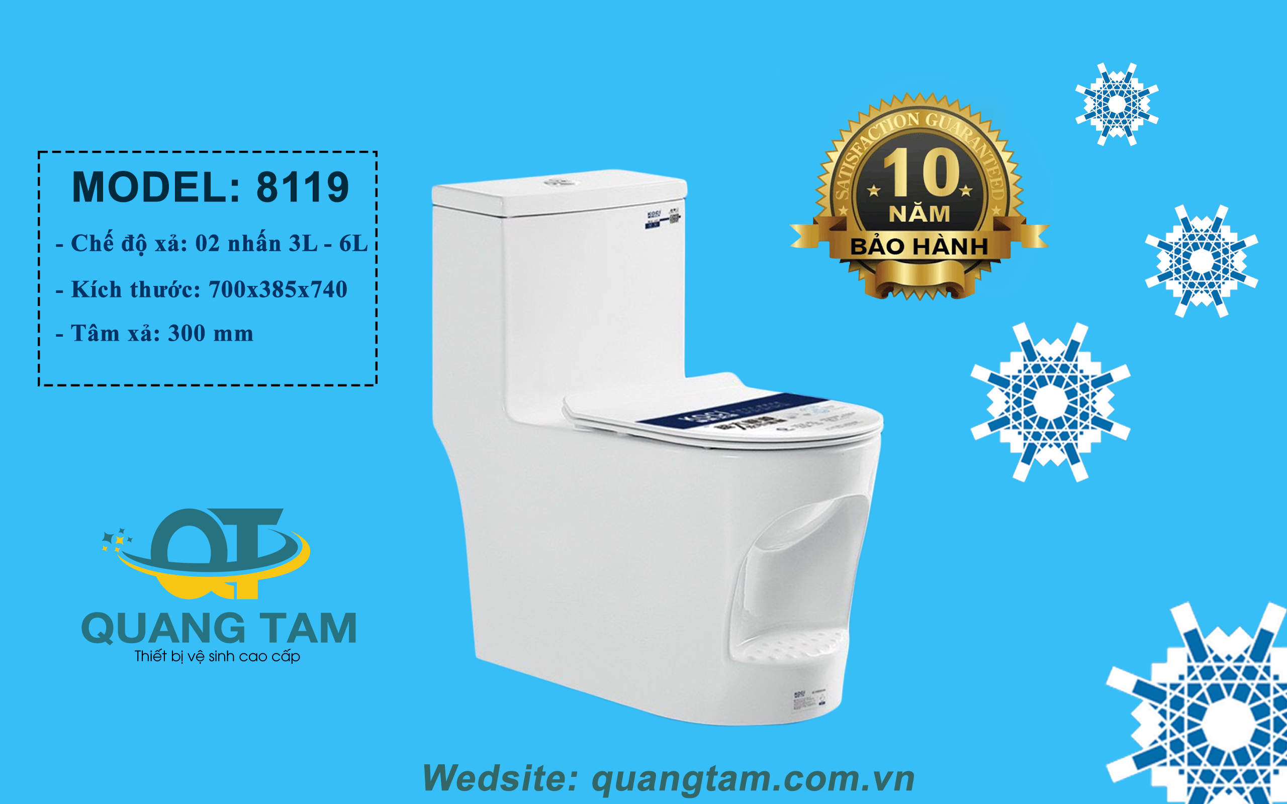Bệt liền khối - Nắp êm 8119