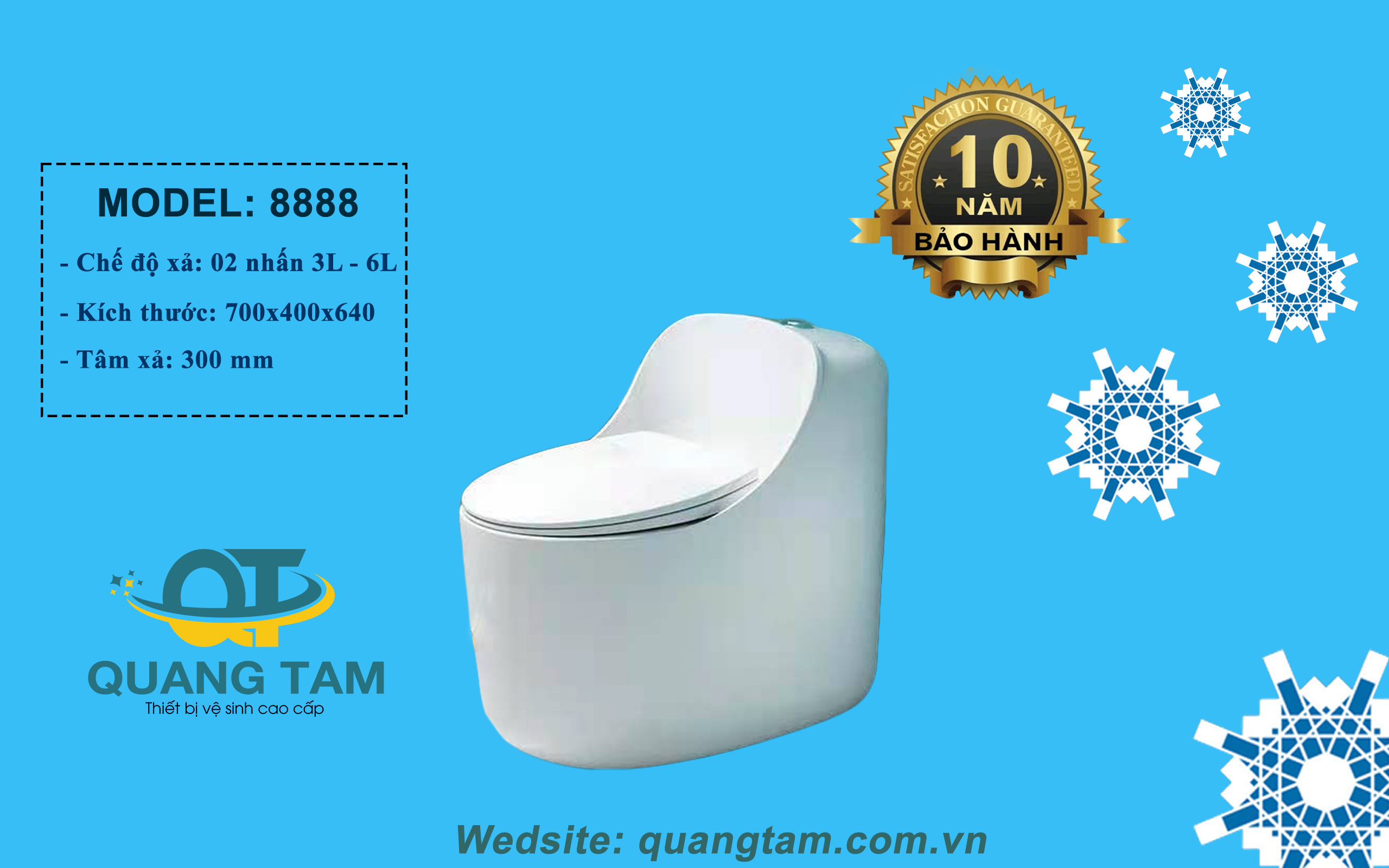 Bệt liền khối - Nắp êm 8888