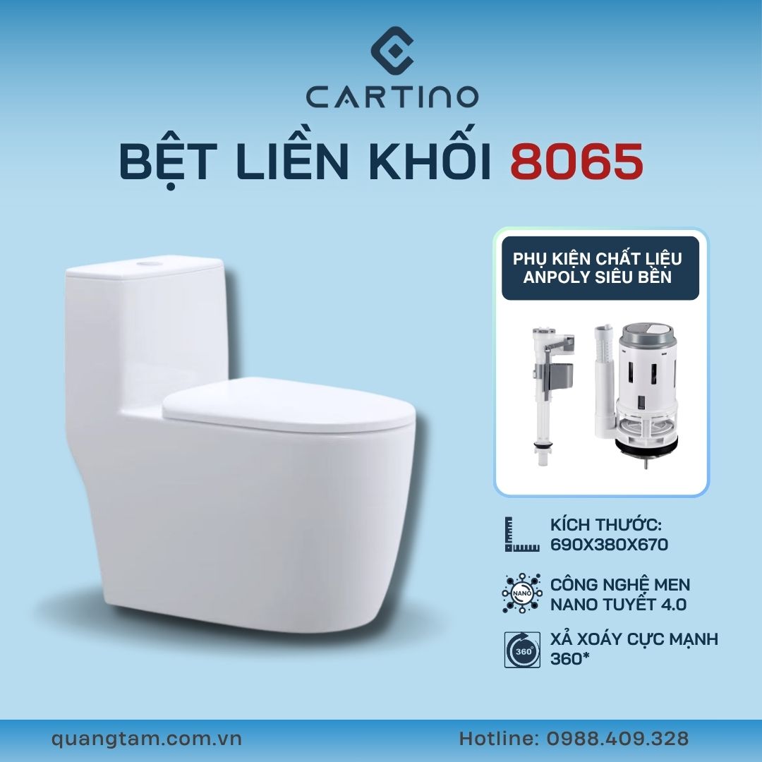 Bệt Liền Khối Cartino CT-8065 Men Nano Tuyết 4.0 Xả mưa