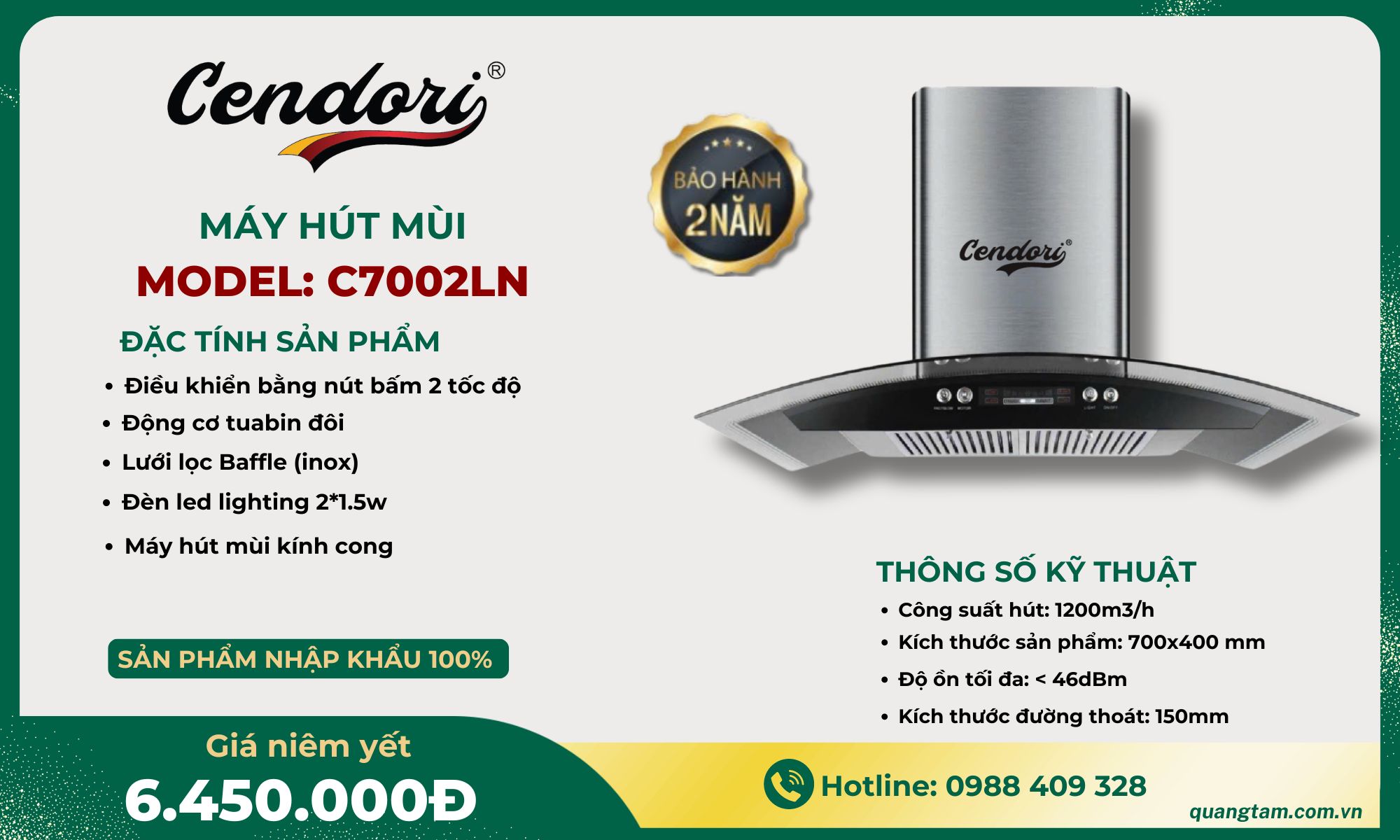 Máy hút mùi Cendori - C7002LN