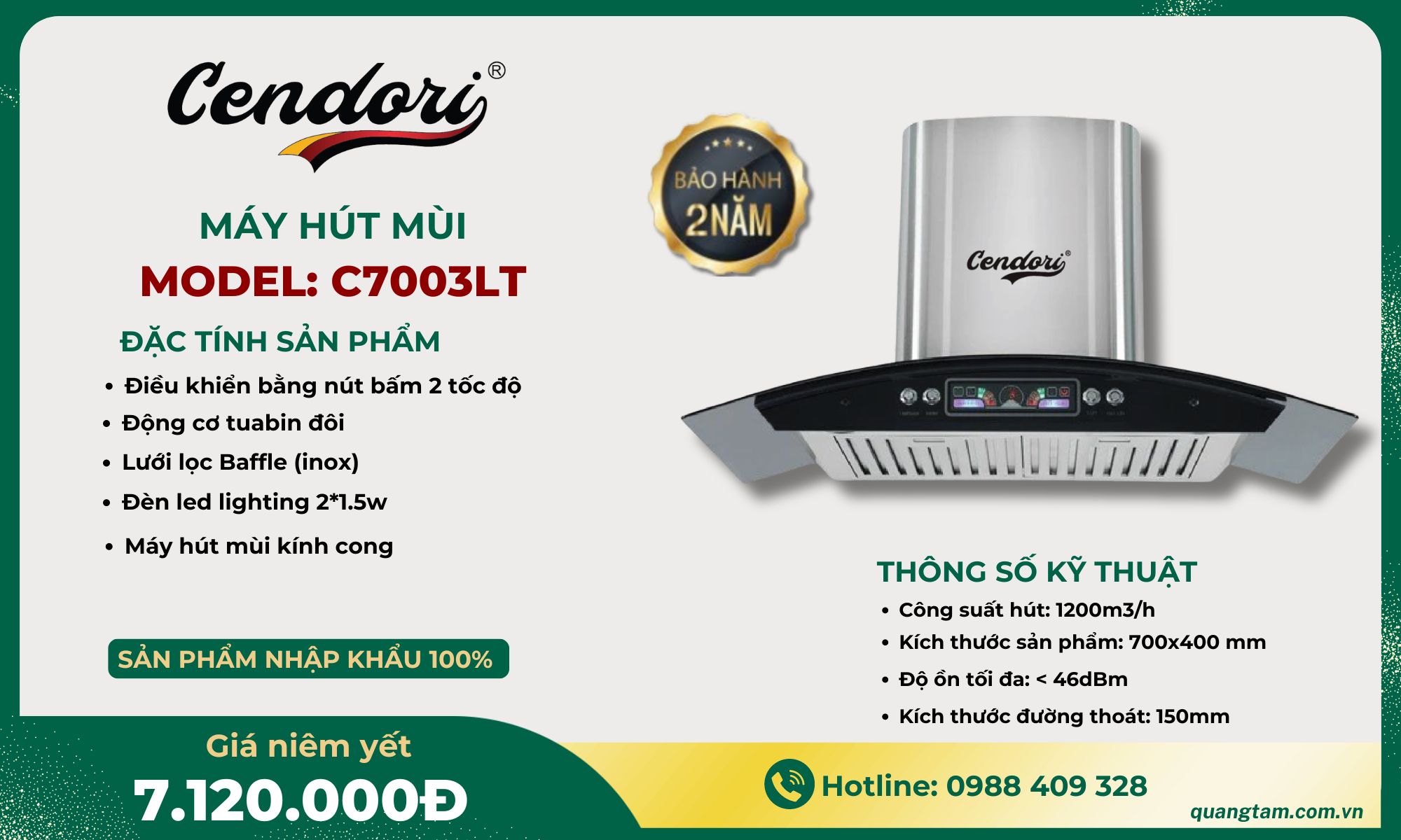 Máy hút mùi Cendori - C7003LT