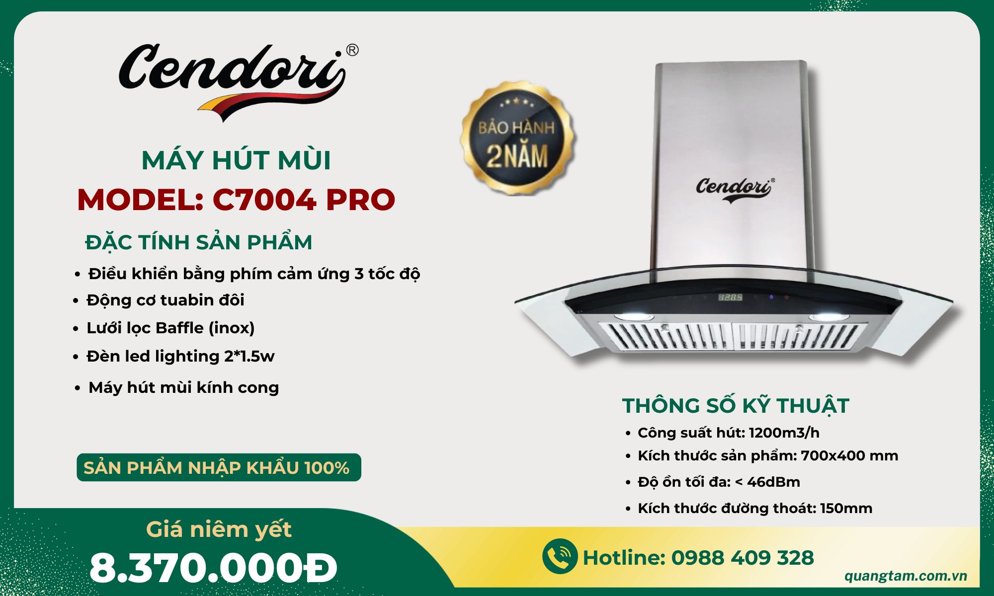 Máy hút mùi Cendori - C7004 PRO