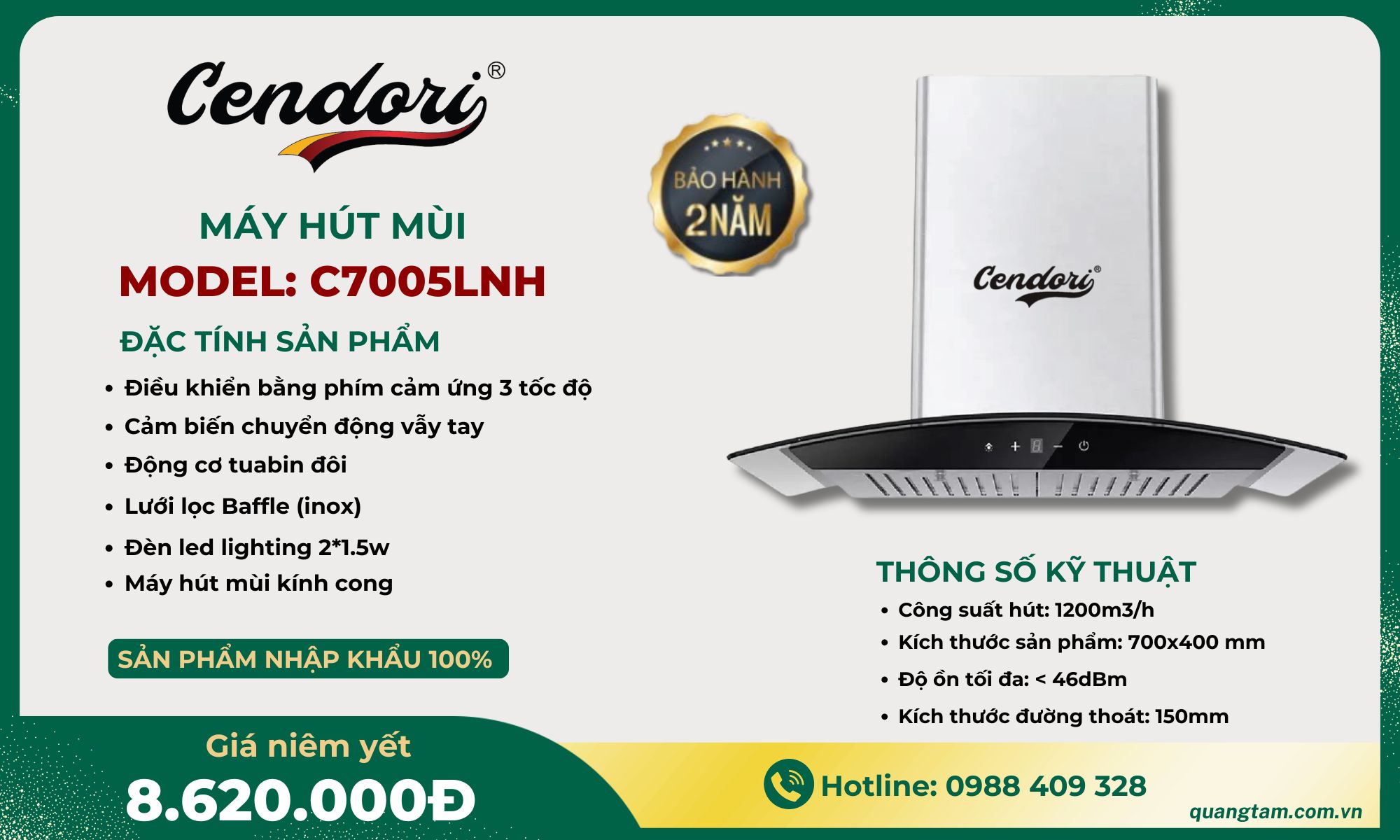 Máy hút mùi Cendori - C7005LNH
